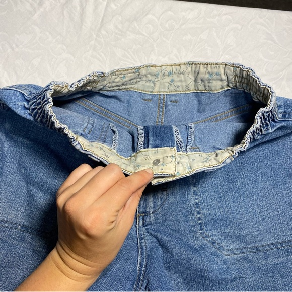 Vintage Lee Stretchy Cutoff Cargo Shorts Scrunch Waistband Women’s 8 Denim Jean - Picture 12 of 13